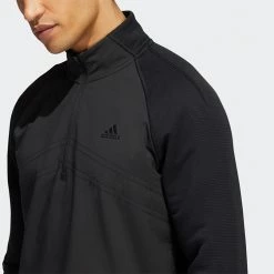 Adidas Statement 1/4 Zip Golf Sweater -Golf Shoes Sales Store Adidas AW22 Fleece Quarter Zip Pullover HT1323 SWADI312 Black Model 2