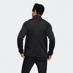 Adidas Statement 1/4 Zip Golf Sweater -Golf Shoes Sales Store Adidas AW22 Fleece Quarter Zip Pullover HT1323 SWADI312 Black Model 3
