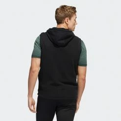 Adidas Statement Full Zip Hooded Golf Vest -Golf Shoes Sales Store Adidas AW22 Hoodie Vest HF6566 SWADI314 L Black Model 3
