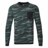 Adidas Texture Print Crew Golf Sweater 2 Adidas Texture Print Crew Golf Sweater -Golf Shoes Sales Store Adidas AW22 Texture Print Crewneck HF6523 SWADI320 Black Grey Six Shadow Green Front