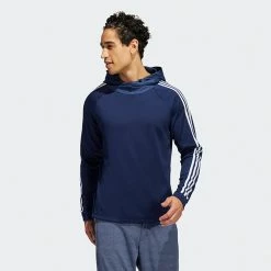 Adidas 3 Stripe COLD.RDY Golf Hoodie -Golf Shoes Sales Store Adidas AW22 Three Stripe Cold.Rdy Hoodie HS4813 SWADI318 Collegiate Navy Model 1