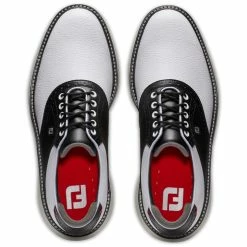 FootJoy FJ Traditions Spikeless 57924 Golf Shoes -Golf Shoes Sales Store FootJoy FJ Traditions Spikeless Shoes White Black Grey 2