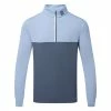FootJoy Colour Blocked Chill-Out 1/2 Zip Golf Pullover -Golf Shoes Sales Store FootJoy SS22 Colour Blocked Chill Out 1 2 Zip Golf Sweater Dusk Blue Ink 88402 Front