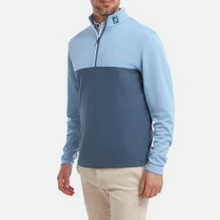 FootJoy Colour Blocked Chill-Out 1/2 Zip Golf Pullover 11 FootJoy Colour Blocked Chill-Out 1/2 Zip Golf Pullover -Golf Shoes Sales Store FootJoy SS22 Colour Blocked Chill Out 1 2 Zip Golf Sweater Dusk Blue Ink 88402 model 1
