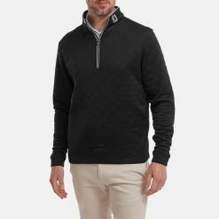 FootJoy Diamond Jacquard Chill-Out 1/4 Zip Golf Pullover 11 FootJoy Diamond Jacquard Chill-Out 1/4 Zip Golf Pullover -Golf Shoes Sales Store FootJoy SS22 Diamond Jacquard Chill Out 1 4 Zip Golf Sweater Black Grey 88451 model 1
