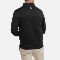 FootJoy Diamond Jacquard Chill-Out 1/4 Zip Golf Pullover 13 FootJoy Diamond Jacquard Chill-Out 1/4 Zip Golf Pullover -Golf Shoes Sales Store FootJoy SS22 Diamond Jacquard Chill Out 1 4 Zip Golf Sweater Black Grey 88451 model 3
