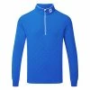 FootJoy Diamond Jacquard Chill-Out 1/4 Zip Golf Pullover -Golf Shoes Sales Store FootJoy SS22 Diamond Jacquard Chill Out 1 4 Zip Golf Sweater Cobalt White 88454 Front