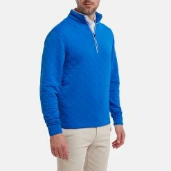 FootJoy Diamond Jacquard Chill-Out 1/4 Zip Golf Pullover 11 FootJoy Diamond Jacquard Chill-Out 1/4 Zip Golf Pullover -Golf Shoes Sales Store FootJoy SS22 Diamond Jacquard Chill Out 1 4 Zip Golf Sweater Cobalt White 88454 model 1