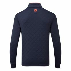 FootJoy Diamond Jacquard Chill-Out 1/4 Zip Golf Pullover -Golf Shoes Sales Store FootJoy SS22 Diamond Jacquard Chill Out 1 4 Zip Golf Sweater Navy Bright Red 88452 Back