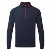 FootJoy Diamond Jacquard Chill-Out 1/4 Zip Golf Pullover 2 FootJoy Diamond Jacquard Chill-Out 1/4 Zip Golf Pullover -Golf Shoes Sales Store FootJoy SS22 Diamond Jacquard Chill Out 1 4 Zip Golf Sweater Navy Bright Red 88452 Front