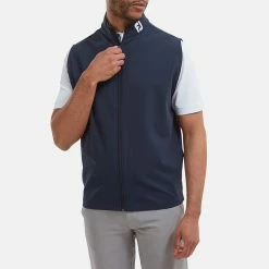 FootJoy Knit Full Zip Golf Vest -Golf Shoes Sales Store FootJoy SS22 Knit Full Zip Golf Vest Navy 88456 model 1