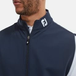 FootJoy Knit Full Zip Golf Vest -Golf Shoes Sales Store FootJoy SS22 Knit Full Zip Golf Vest Navy 88456 model 2