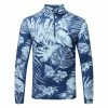 Jlindeberg J.Lindeberg Emanuel Print 1/4 Zip Golf Sweater -Golf Shoes Sales Store J.Lindeberg AW22 Emanuel Print Mid Layer GMJS07417 0470 SWLIN088 Hibiscus BlueNavy PeonyWhite Front