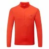 Jlindeberg J.Lindeberg Luke 1/2 Zip Golf Sweater -Golf Shoes Sales Store J.Lindeberg SS23 Luke Half Zip Mid Layer AMJS07969 G135 SWLIN105 Fiery RedJL Navy Front