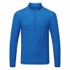 Jlindeberg J.Lindeberg Luke Print 1/2 Zip Golf Sweater -Golf Shoes Sales Store J.Lindeberg SS23 Luke Print Half Zip Mid Layer AMJS08260 0477 SWLIN106 Lapis Outline Bridge Swirl Front