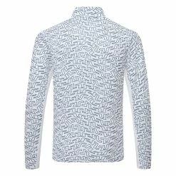 Jlindeberg J.Lindeberg Luke Print 1/2 Zip Golf Sweater 7 Jlindeberg J.Lindeberg Luke Print 1/2 Zip Golf Sweater -Golf Shoes Sales Store J.Lindeberg SS23 Luke Print Half Zip Mid Layer AMJS08260 A035 SWLIN107 White Outline Bridge Swirl Back