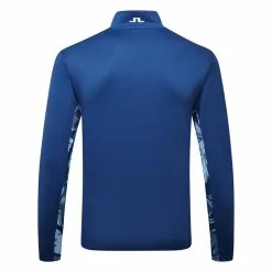 Jlindeberg J.Lindeberg Emanuel 1/4 Zip Golf Sweater -Golf Shoes Sales Store J.Lindeberg Emanuel 1 4 Zip Golf Sweater Navy Peony Hibiscus Blue White GMJS07416 0337 SWLIN087 Back