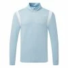 Mizuno Quick Dry Breeze Elite 1/4 Zip Golf Sweater -Golf Shoes Sales Store Mizuno SS22 Breeze Elite 1 4 Zip Sweater 52GC2001 19 Code SWMIZ042 M Light Blue Front