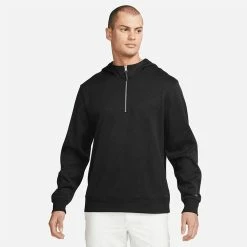 Nike Dry 1/2 Zip Golf Hoodie -Golf Shoes Sales Store Nike Dry 1 2 Zip Golf Hoodie Black DN1906 010 SWNIK253 Model 1