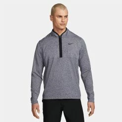 Nike Dry Victory Heather 1/2 Zip Golf Sweater -Golf Shoes Sales Store Nike Victory Heather 1 2 Zip Golf Sweater Obsidian Black DH1261 451 SWNIK257 Model 1