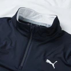 Puma Gamer Colour Block 1/4 Zip Golf Popover -Golf Shoes Sales Store PUMA SS22 Gamer Colorblock 1 4 Zip Sweater Code 532985 02 SWPUM236 M Navy Blazer Bright White Detail