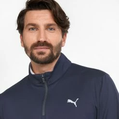 Puma Gamer Colour Block 1/4 Zip Golf Popover -Golf Shoes Sales Store PUMA SS22 Gamer Colorblock 1 4 Zip Sweater Code 532985 02 SWPUM236 M Navy Blazer Bright White Model 2