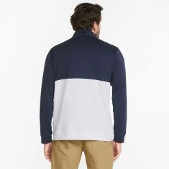 Puma Gamer Colour Block 1/4 Zip Golf Popover -Golf Shoes Sales Store PUMA SS22 Gamer Colorblock 1 4 Zip Sweater Code 532985 02 SWPUM236 M Navy Blazer Bright White Model 3