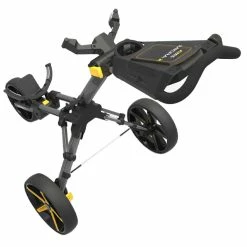PowaKaddy Micra Golf Push Trolley -Golf Shoes Sales Store PowaKaddy Micra Golf Push Trolley Gunmetal Yellow 3