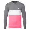 Puma Cloudspun Crew Golf Popover -Golf Shoes Sales Store Puma AW22 Cloudspun Crewneck Sweater 535458 07 SWPUM265 Quiet Shade Heather Sunset Pink Heather S Front