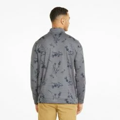 Puma Cloudspun Lowlands 1/4 Zip Golf Popover -Golf Shoes Sales Store Puma Cloudspun Lowlands 1 4 Zip Golf Popover Quiet Shade Heather 537067 02 SWPUM258 Model 3
