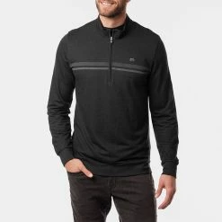 TravisMathew Hot Cocoa 1/2 Zip Golf Sweater -Golf Shoes Sales Store Travis Mathew AW21 Hot Cocoa Sweater 1MV370 0BSH Code SWTRA012 M Black Sharkskin Model 1