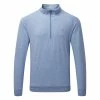 TravisMathew Zachary 1/2 Zip Golf Sweater -Golf Shoes Sales Store Travis Mathew SS22 Zachary Sweater 1MQ470 4HLB Code SWTRA017 M Heather Light Blue Front