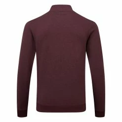 TravisMathew Cloud 2.0 1/4 Zip Golf Sweater -Golf Shoes Sales Store Travis Mathew SS22 Cloud Quaterzip 2.0 Sweater 1MS309 Code SWTRA014 Heather Dark Red Back