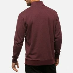 TravisMathew Cloud 2.0 1/4 Zip Golf Sweater -Golf Shoes Sales Store Travis Mathew SS22 Cloud Quaterzip 2.0 Sweater 1MS309 Code SWTRA014 Heather Dark Red Model 3
