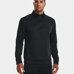 Underarmour Under Armour Fleece 1/4 Zip Golf Sweater -Golf Shoes Sales Store Under Armour AW22 1 4 Zip Sweater 1373358 001 SWUND171 XL Black Black Model 1