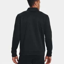 Underarmour Under Armour Fleece 1/4 Zip Golf Sweater -Golf Shoes Sales Store Under Armour AW22 1 4 Zip Sweater 1373358 001 SWUND171 XL Black Black Model 3