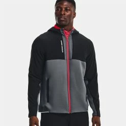 Underarmour Under Armour Storm Daytona Full Zip Hoodie -Golf Shoes Sales Store Under Armour AW22 Storm Daytona Full Zip Sweater 1373412 012 SWUND184 Pitch Gray Black Reflective Model 1