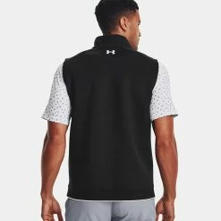 Underarmour Under Armour Storm Daytona 1/2 Zip Golf Vest -Golf Shoes Sales Store Under Armour AW22 Storm Daytona Vest Wind Top 1373408 001 WTUND090 Black Black Reflective Model 3