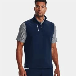 Underarmour Under Armour Storm Daytona 1/2 Zip Golf Vest -Golf Shoes Sales Store Under Armour AW22 Storm Daytona Vest Wind Top 1373408 408 WTUND092 Academy Academy Reflective Model 1
