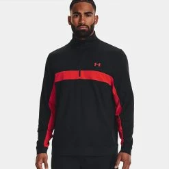 Underarmour Under Armour Storm 1/2 Zip Golf Sweater -Golf Shoes Sales Store Under Armour AW22 Storm Midlayer 1 2 Zip Sweater 1370119 003 SWUND177 S Black Radio Red Radio Red Model 1