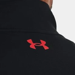 Underarmour Under Armour Storm 1/2 Zip Golf Sweater -Golf Shoes Sales Store Under Armour AW22 Storm Midlayer 1 2 Zip Sweater 1370119 003 SWUND177 S Black Radio Red Radio Red Model 2