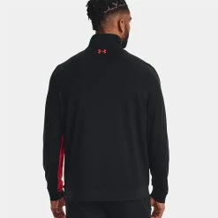 Underarmour Under Armour Storm 1/2 Zip Golf Sweater -Golf Shoes Sales Store Under Armour AW22 Storm Midlayer 1 2 Zip Sweater 1370119 003 SWUND177 S Black Radio Red Radio Red Model 3