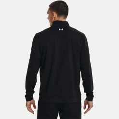 Underarmour Under Armour Storm 1/2 Zip Golf Sweater -Golf Shoes Sales Store Under Armour SS22 Storm 1 2 Zip Golf Sweater Black Jet Gray White 1370119 001 Model 3